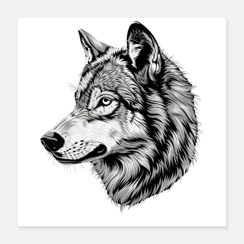 Wolf Motiv Wölfe Wolfsrudel Grauer Wolfshund Wolfs Poster 40x40 cm