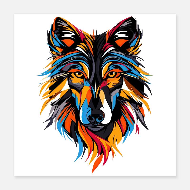 Wolf Motiv Wölfe Wolfsrudel Grauer Wolfshund Wolfs Poster 40x40 cm
