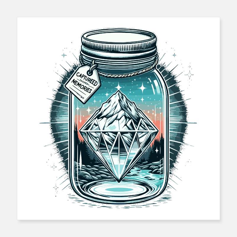 Diamant Eisberg im Einmachglas Poster 40x40 cm