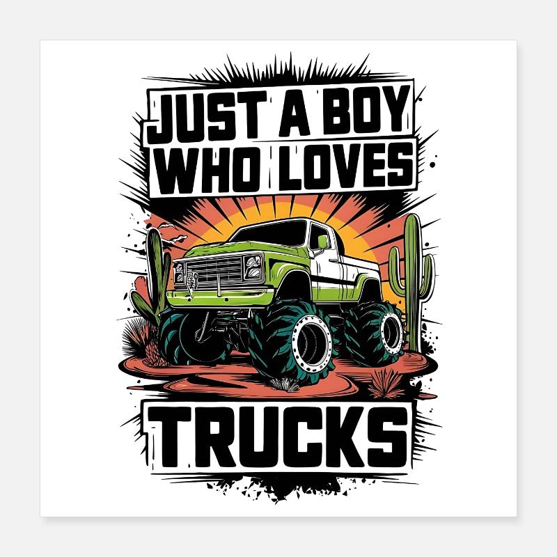 Conception de camion monstre Tracker jaune Poster 40 x 40 cm