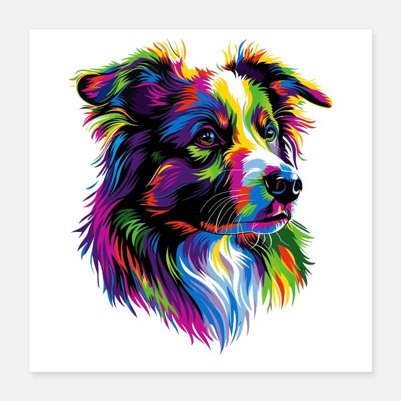 Australian Shepherd Bunte Farben Pop Art Aussie Poster 40x40 cm