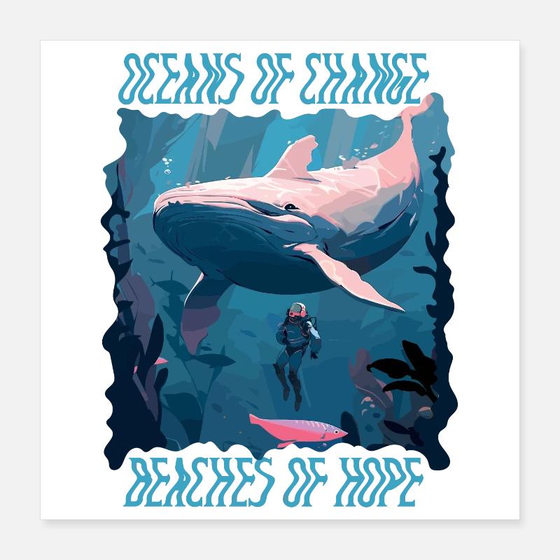 Baignade sur la plage et la mer sans plastique contre la pollution Poster 40 x 40 cm