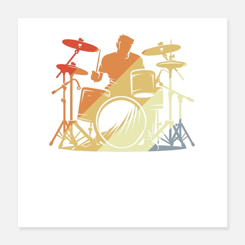 Batteur Style Rétro Poster 40 x 40 cm