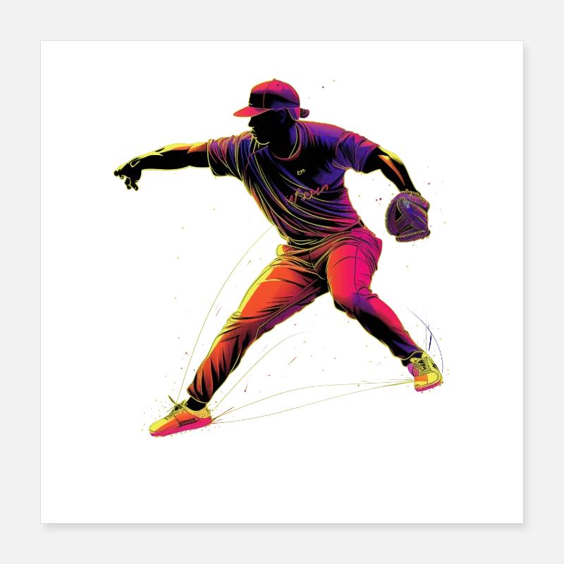 Baseballer Retrowave Poster 40 x 40 cm