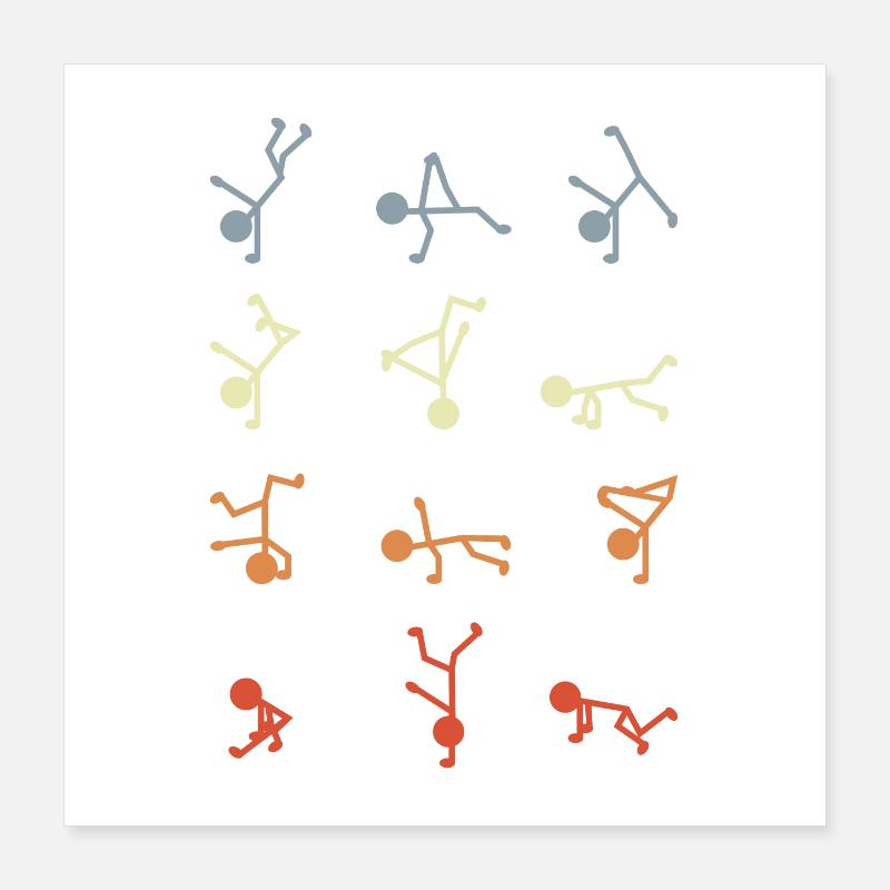 Breakdancer stick figures Poster 16" x 16" (40x40 cm)