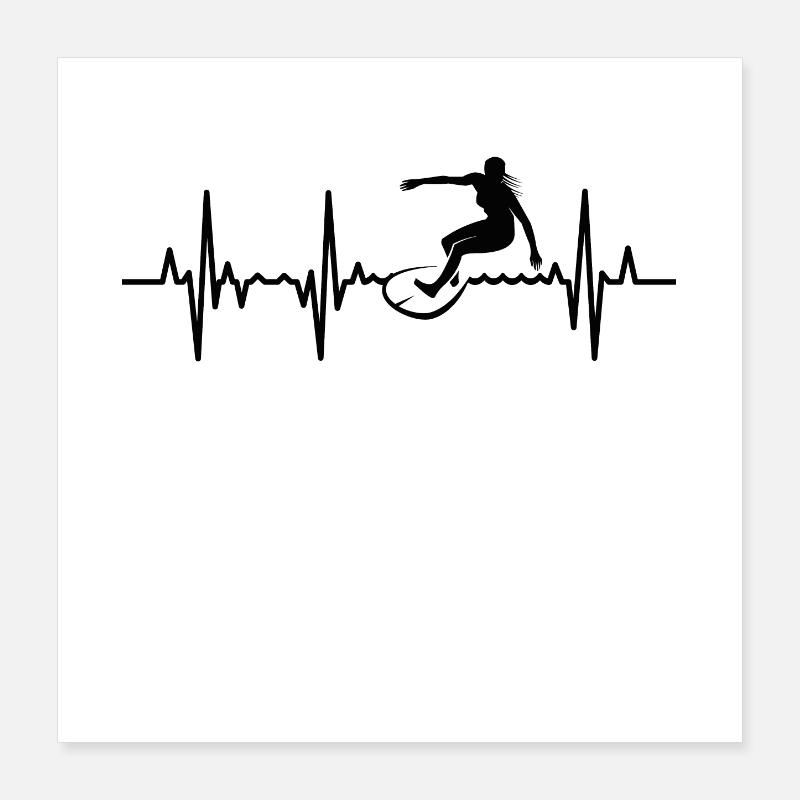 Surferin Kardiogramm Poster 40x40 cm