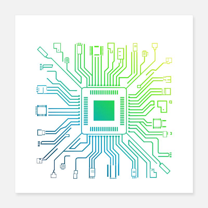 Bunte Computerplatine Tech Electronic Poster 40x40 cm