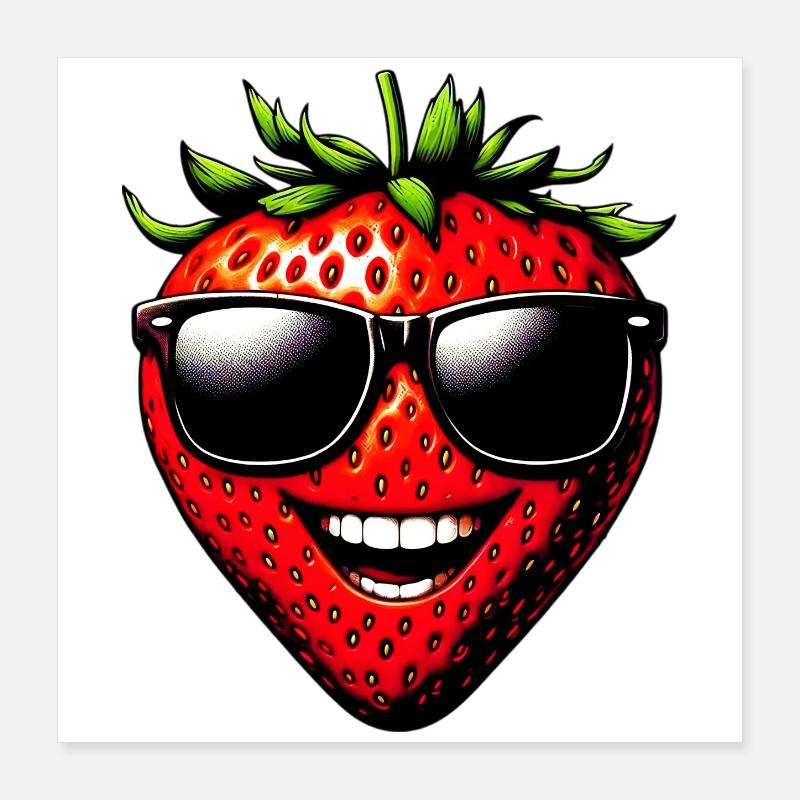 Erdbeere mit Sonnenbrille Poster 40x40 cm