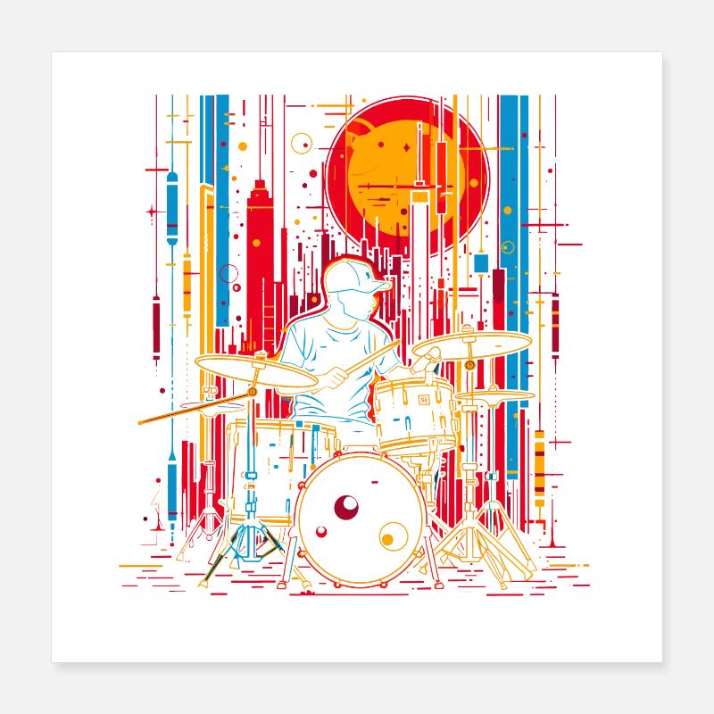 Drummer Portrait Poster 16" x 16" (40x40 cm)