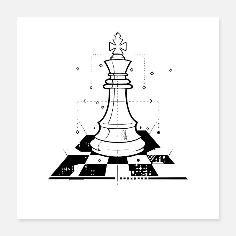 Dessin de pièces d’échecs Poster 40 x 40 cm