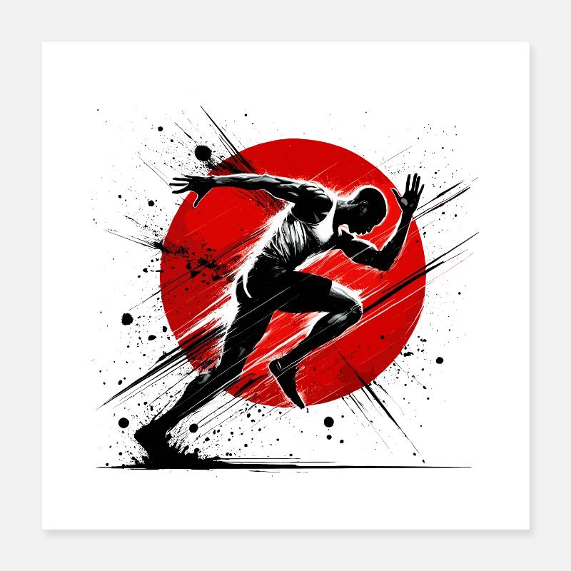 Dynamic Runner Athletic Sports Enthusiast Design Poster 16" x 16" (40x40 cm)