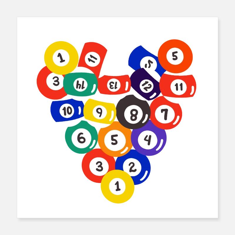 Pool Billardkugeln Poster 40x40 cm