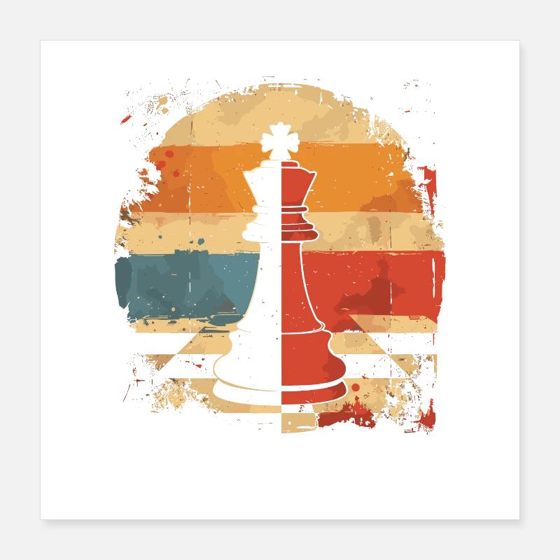 Schachfigur Retrowave Poster 40x40 cm