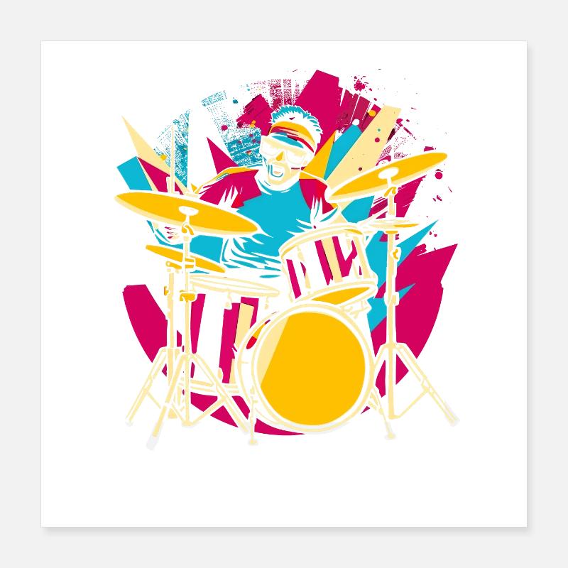 Drummer Synthwave Poster 16" x 16" (40x40 cm)