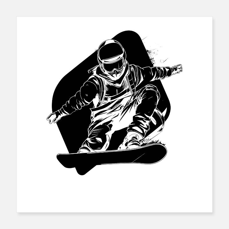 Snowboarder Drawing Poster 16" x 16" (40x40 cm)