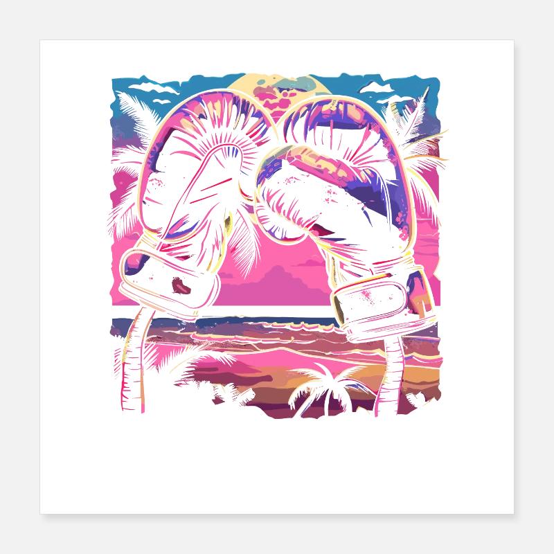 Boxhandschuhe Retrowave Poster 40x40 cm