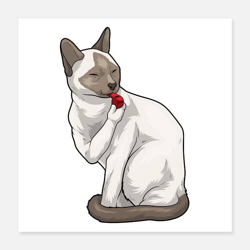 Chat siamois Sifflet d’arbitre Poster 40 x 40 cm