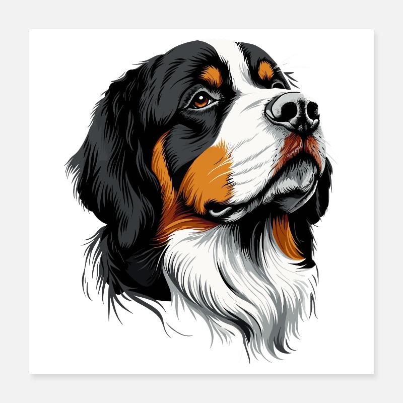 Bouvier bernois Chiens mignons Bouvier suisse Poster 40 x 40 cm