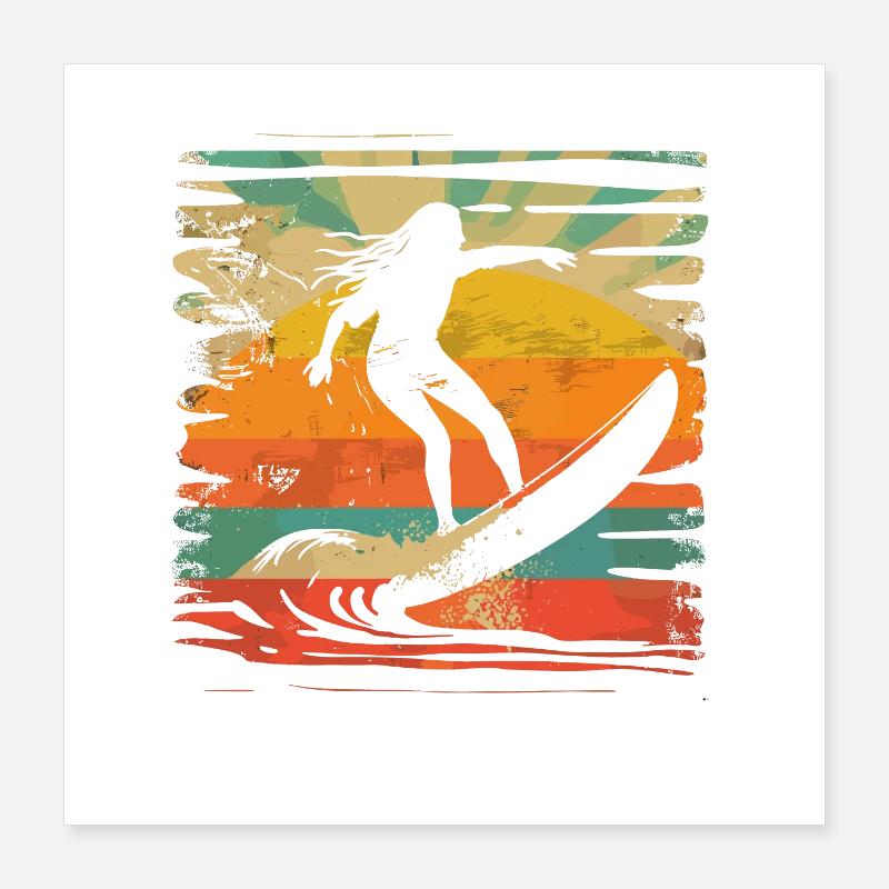 Surfeur rétro Poster 40 x 40 cm