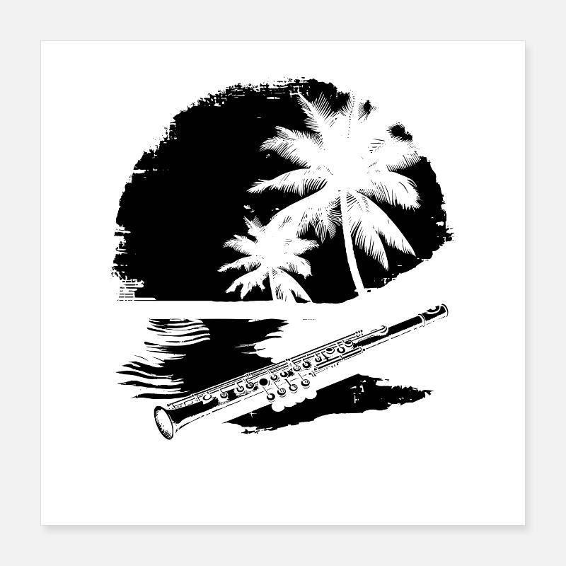 Dessin de flûte traversière Poster 40 x 40 cm