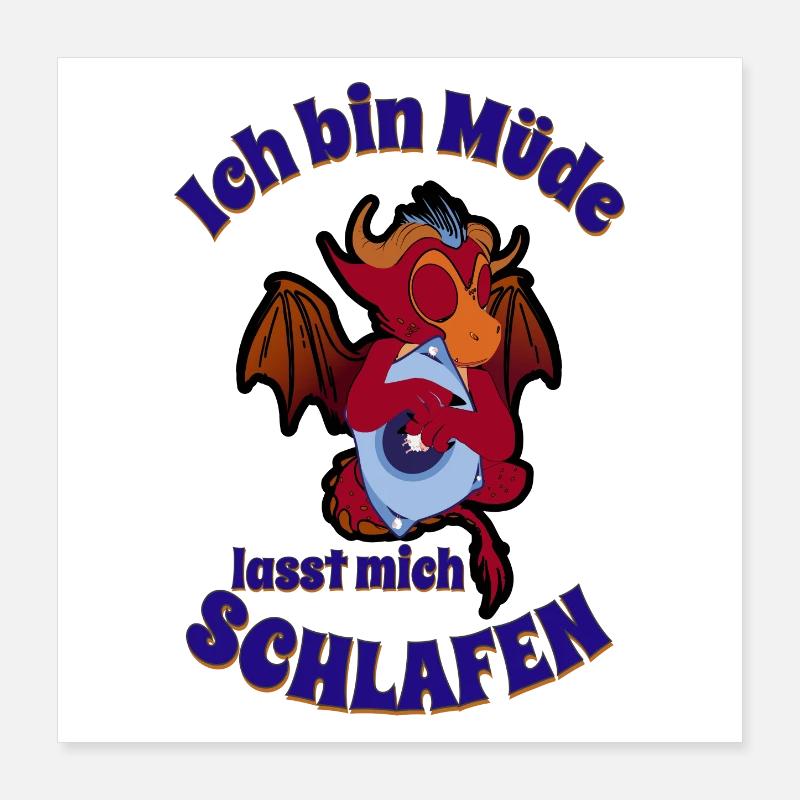 Schlafender Drache Poster 40x40 cm