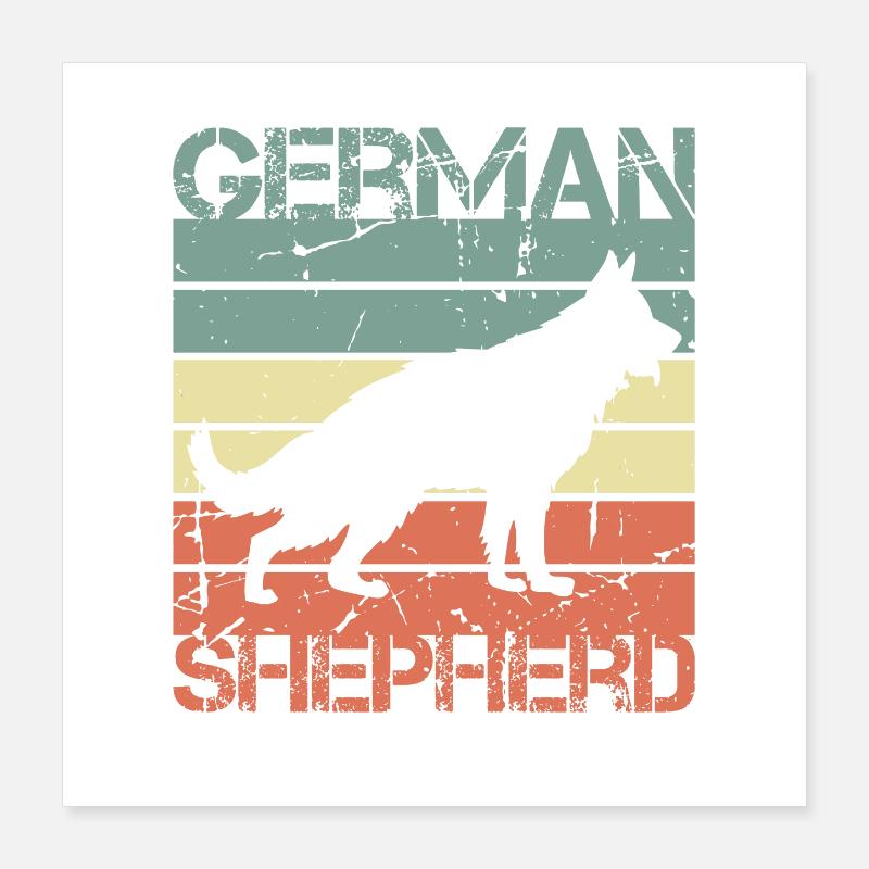 Retro Deutscher Schäferhund Poster 40x40 cm