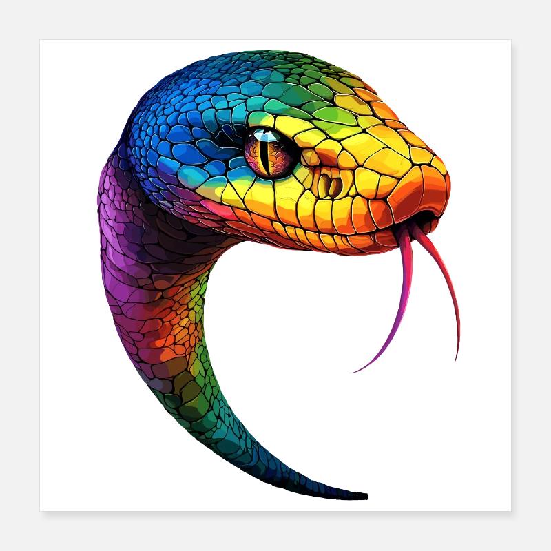 Serpent Python Cobra Mamba Serpent à sonnettes Serpent Poster 40 x 40 cm