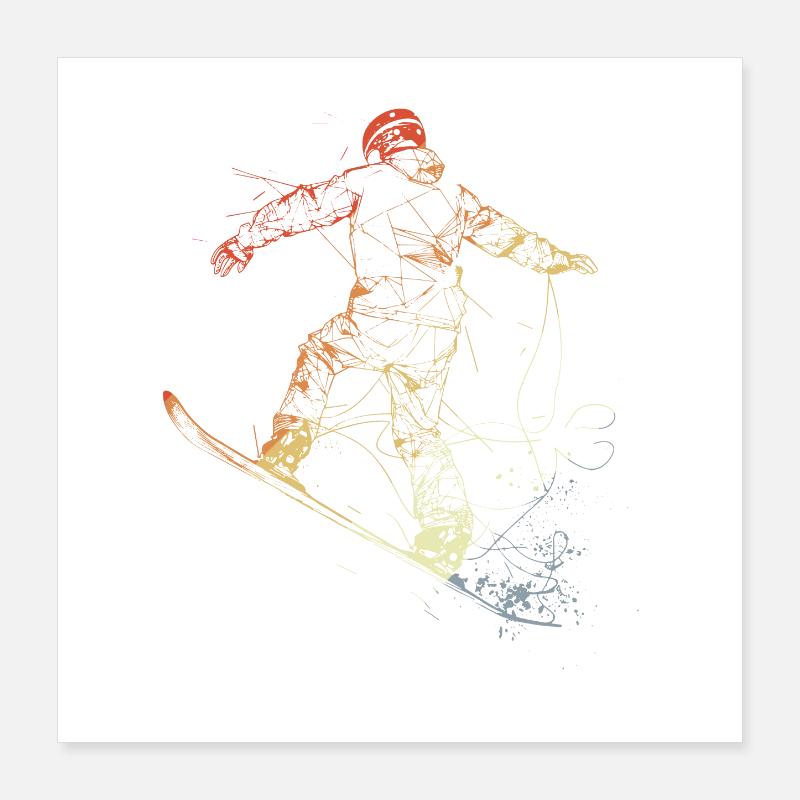 Dessin de snowboarder vintage Poster 40 x 40 cm