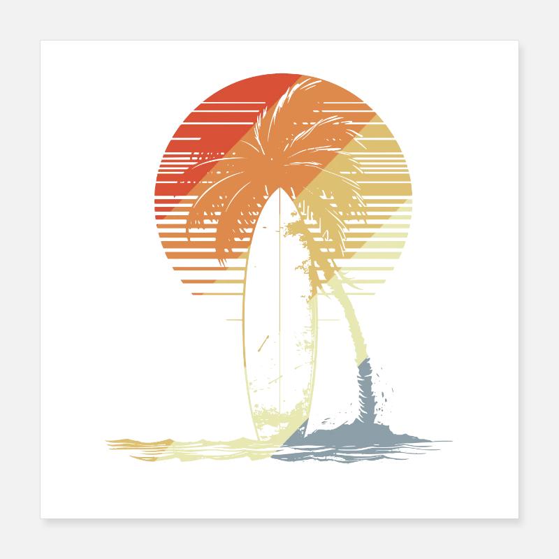 Planche de surf Vintage Poster 40 x 40 cm
