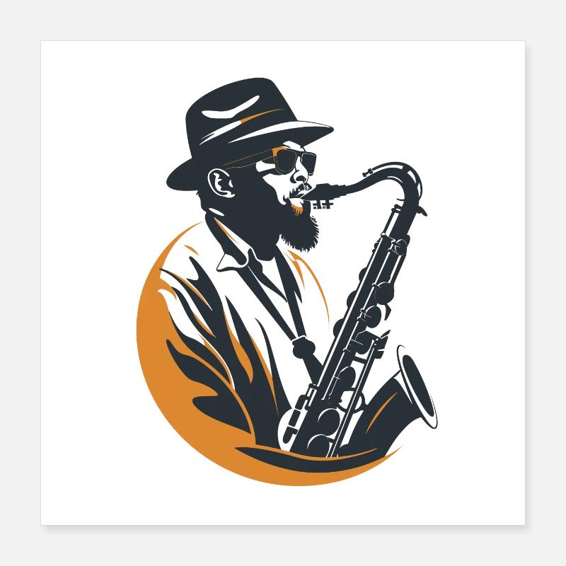 Graphisme Saxophoniste Poster 40 x 40 cm