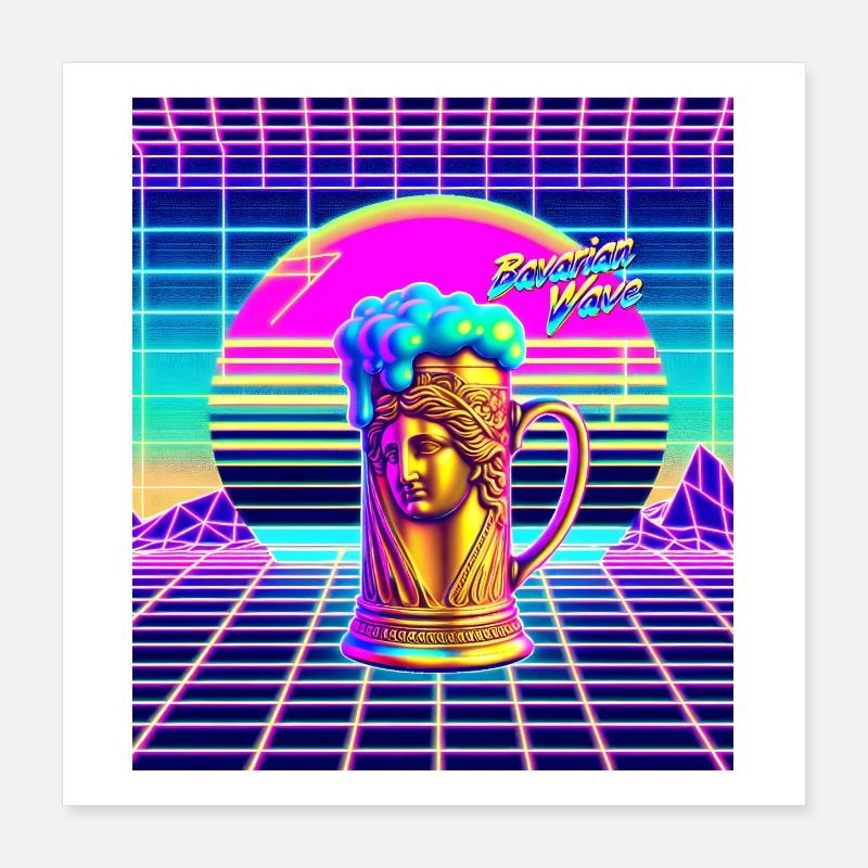 Bayrisch Retro Design Volksfest Geschenk Bier Poster 40x40 cm
