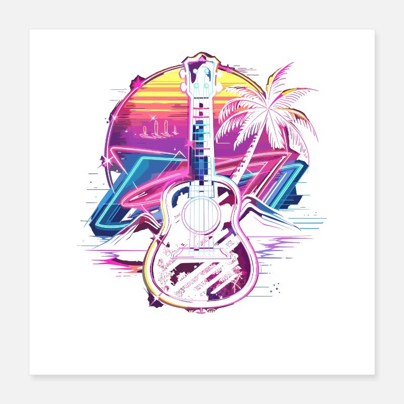 Ukulele Retrowave Poster 16" x 16" (40x40 cm)