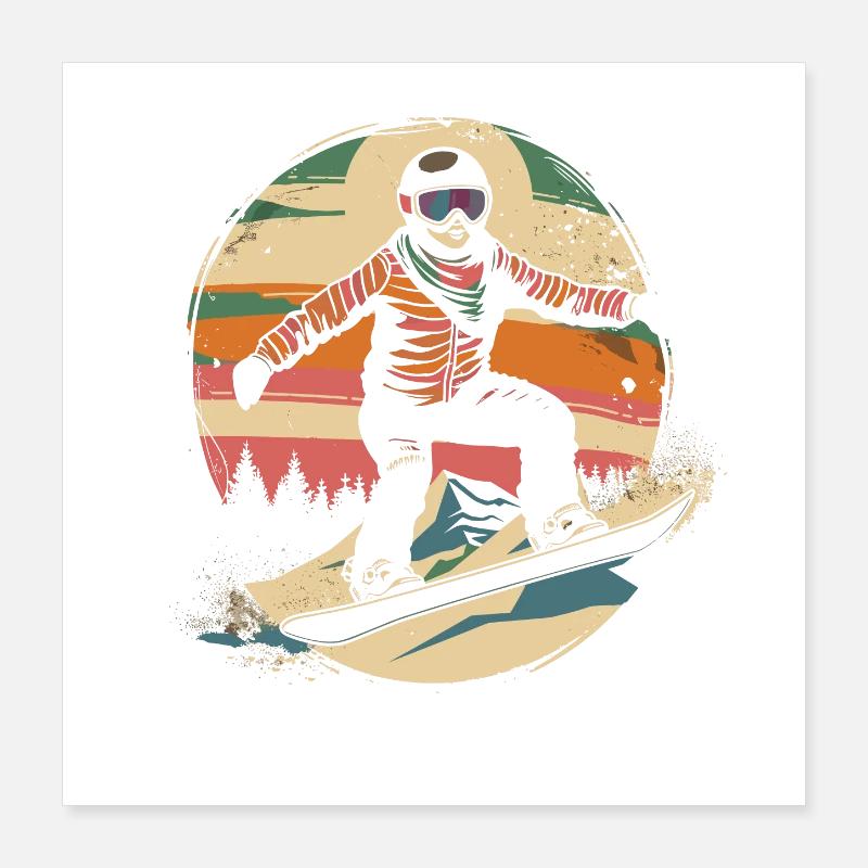 Snowboarder Illustration Poster 40x40 cm