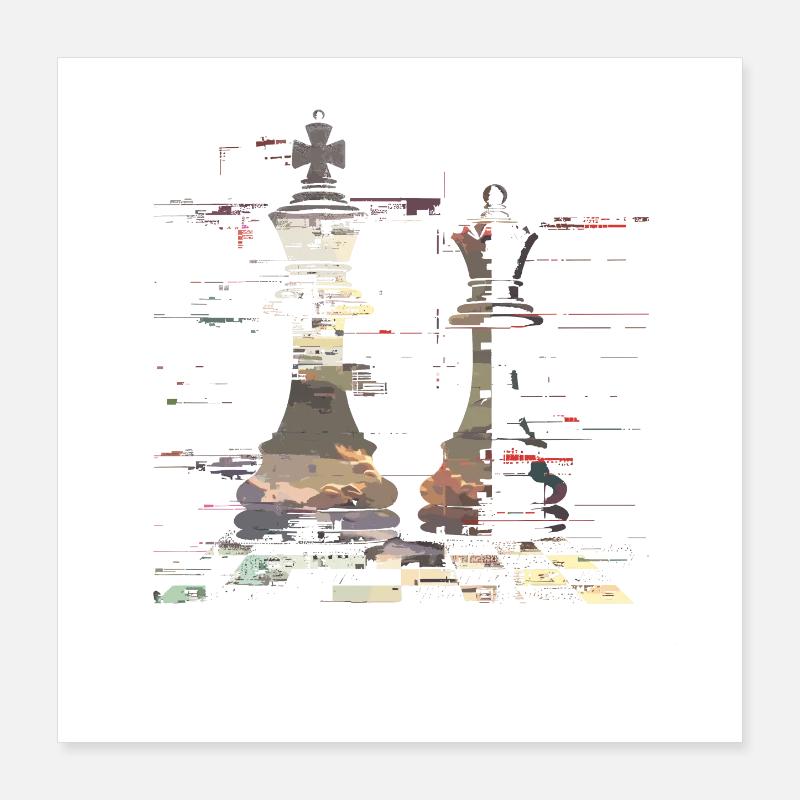 Chess Queen and King Graphic Poster 16" x 16" (40x40 cm)