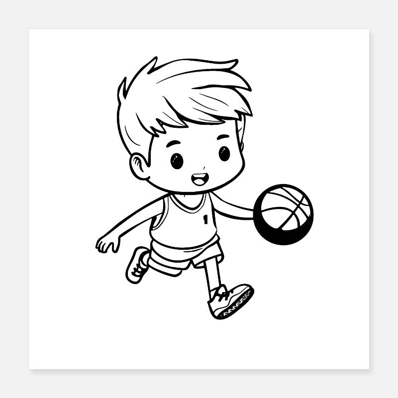 Basketteur garçon Poster 40 x 40 cm