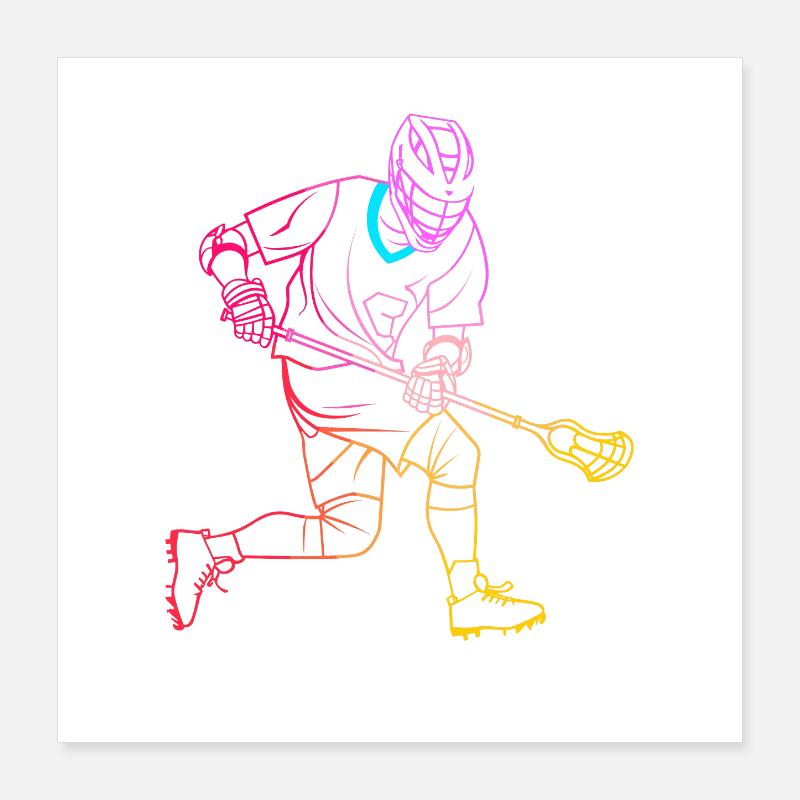 Lacrosse Player Drawing Poster 16" x 16" (40x40 cm)