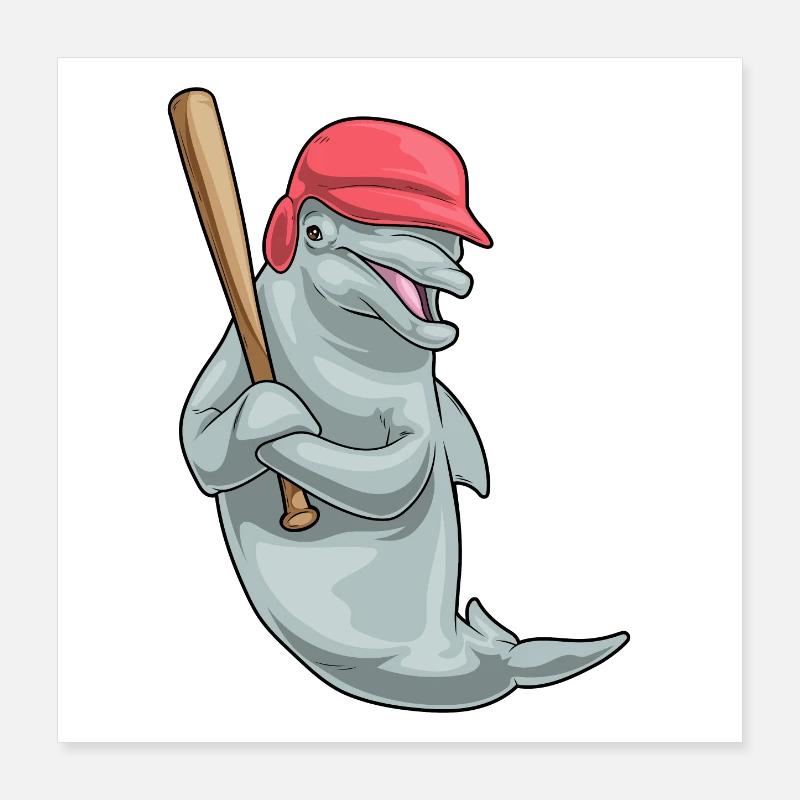 Batte de baseball Dolphin Poster 40 x 40 cm