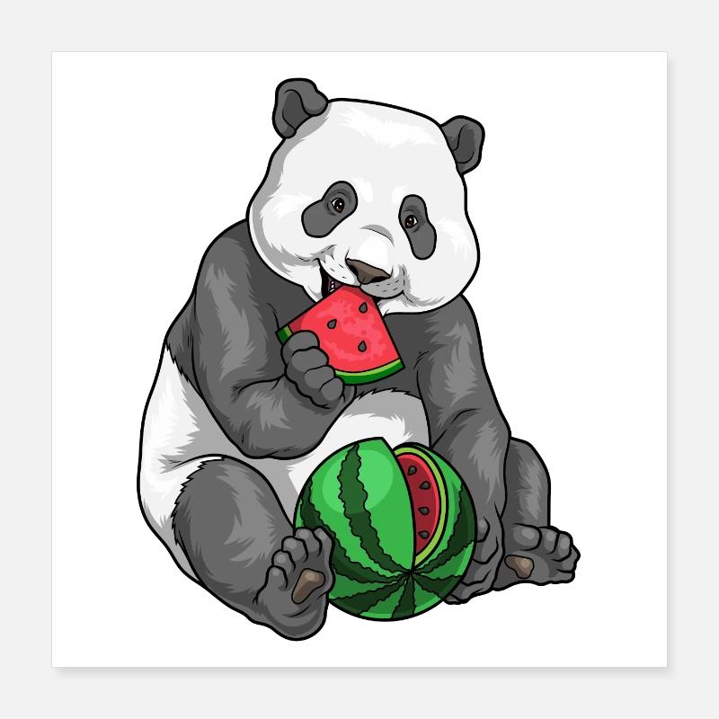 Panda Wassermelone Poster 40x40 cm