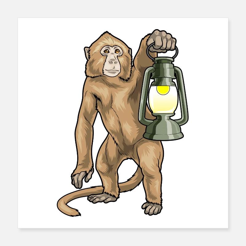 Monkey Lantern Poster 16" x 16" (40x40 cm)