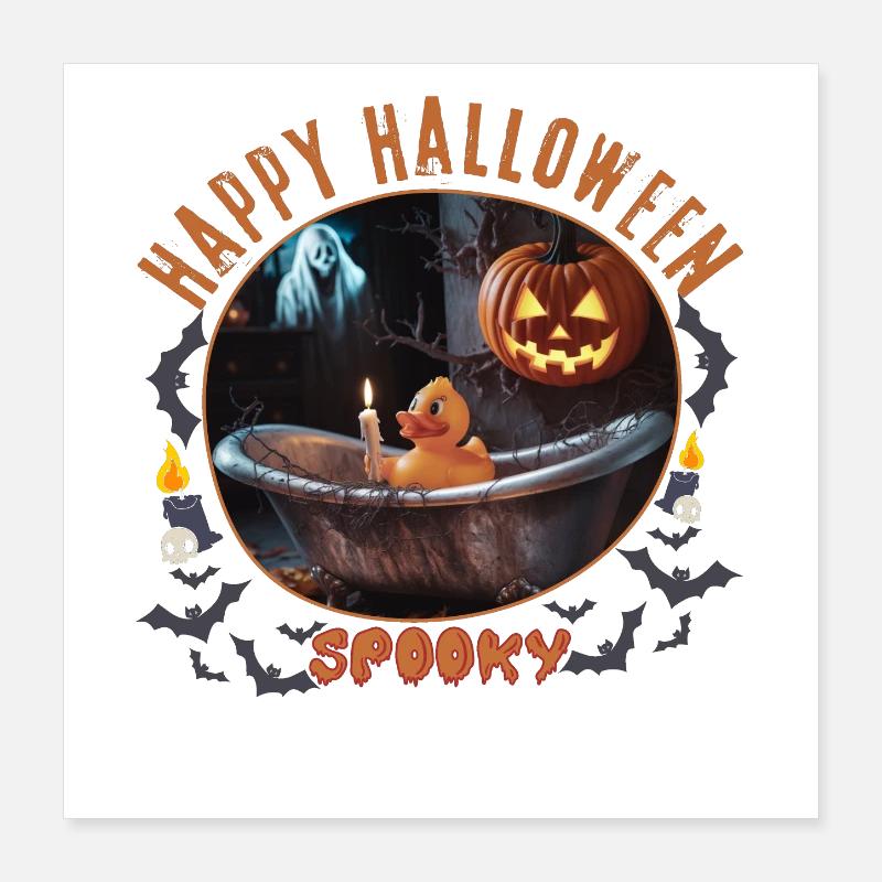 Spooky Halloween Bath Scene Poster 16" x 16" (40x40 cm)