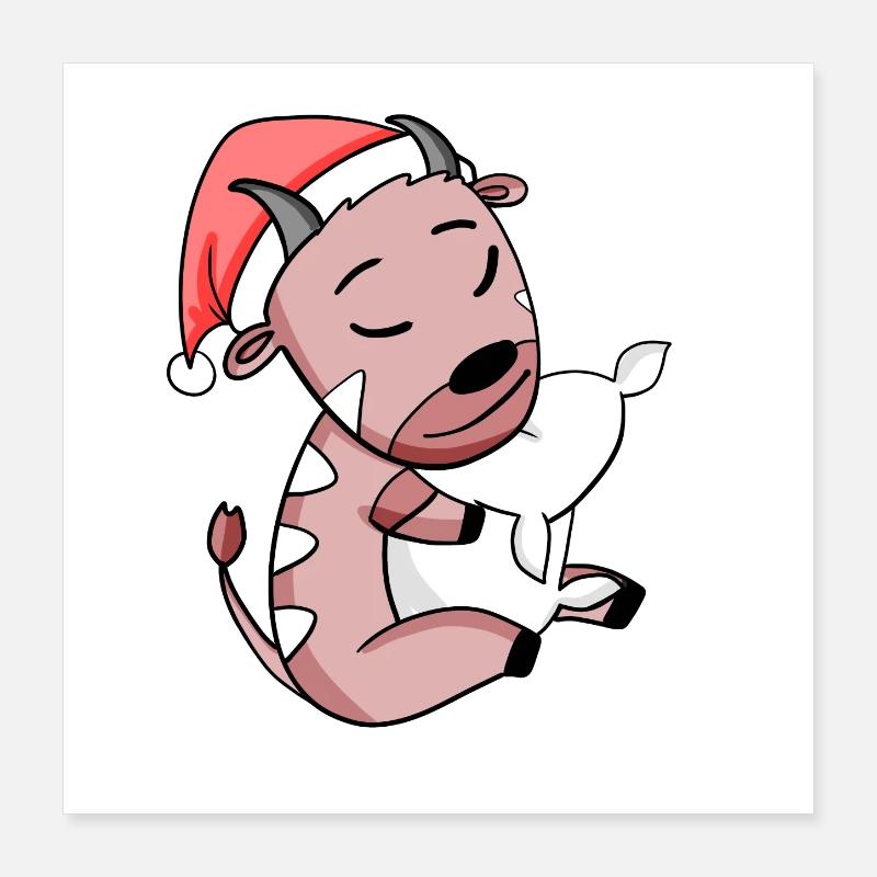 Antilope mignonne fatiguée dormir à Noël Poster 40 x 40 cm