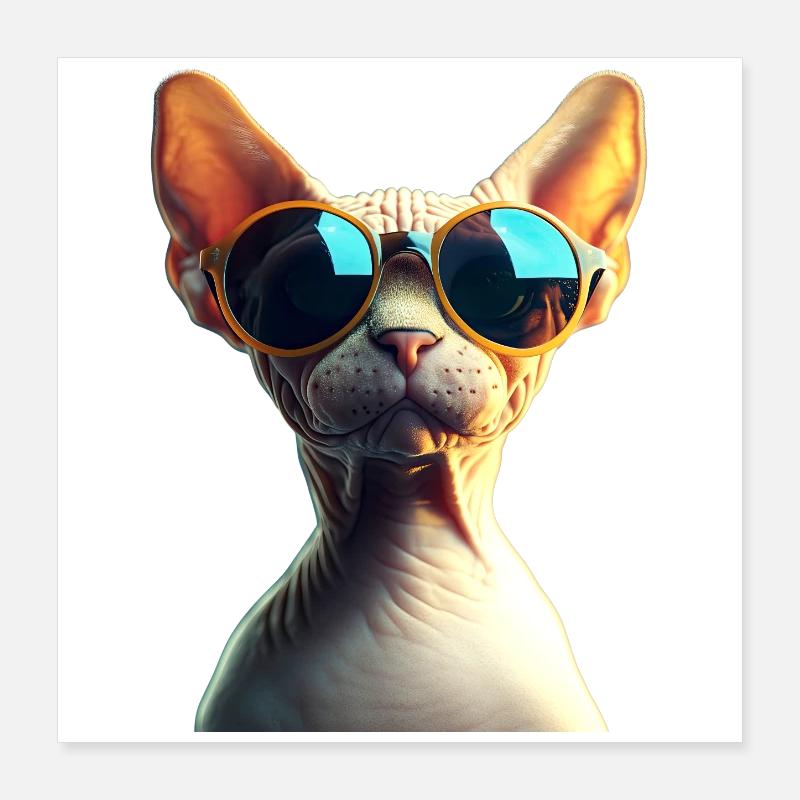 Chat Sphynx Chat Sphynx Chat Canadien Mignon Sphinx Poster 40 x 40 cm