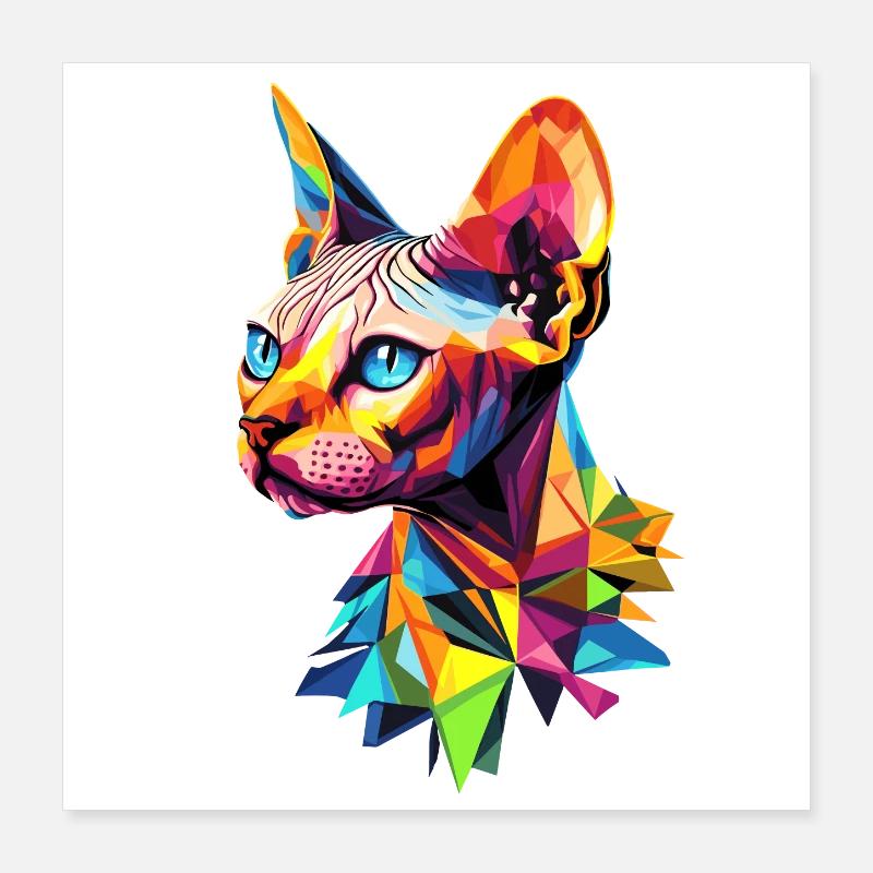 Chat Sphynx Chat Sphynx Chat Canadien Mignon Sphinx Poster 40 x 40 cm