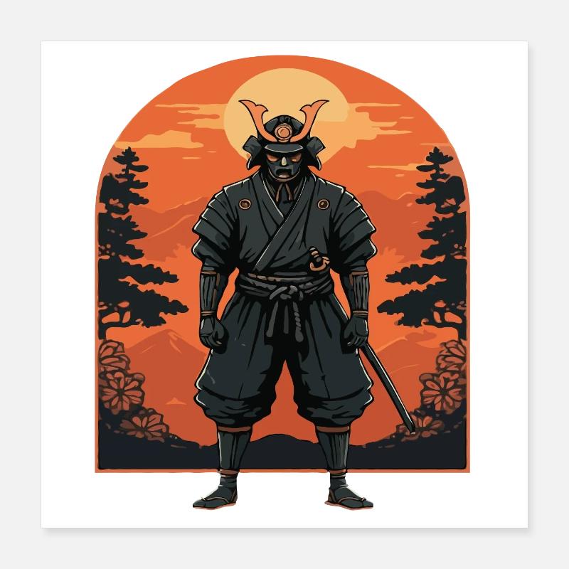 Guerrier au coucher du soleil Poster 40 x 40 cm