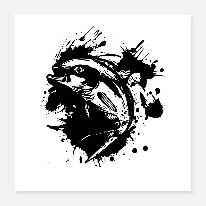 Fischen Poster 40x40 cm