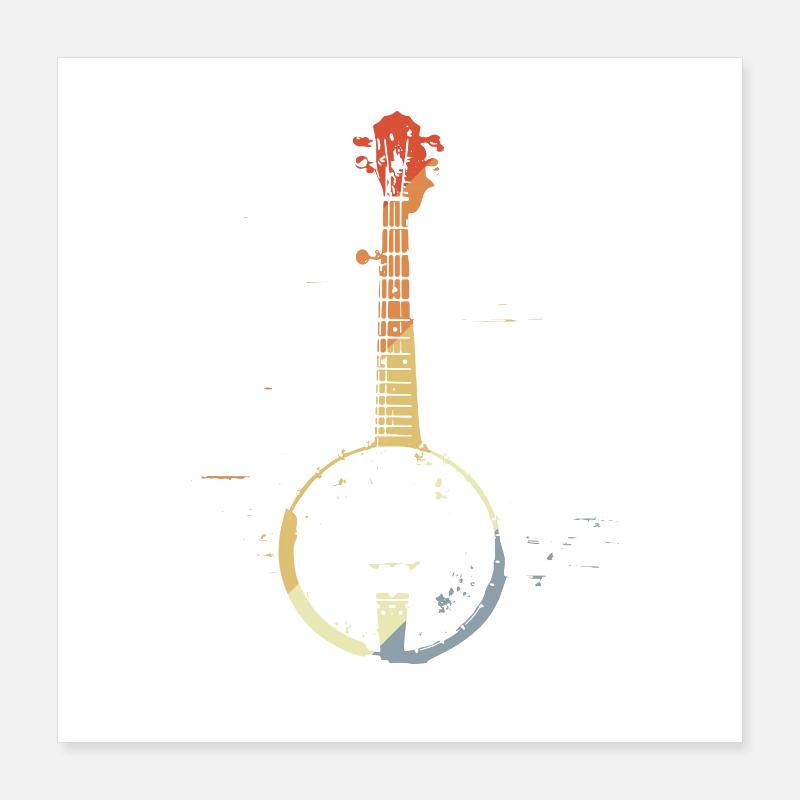 Graphique Banjo Rétro Poster 40 x 40 cm