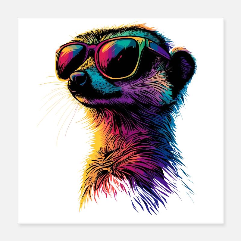 Lunettes de soleil suricate coloré mignon suricate Poster 40 x 40 cm