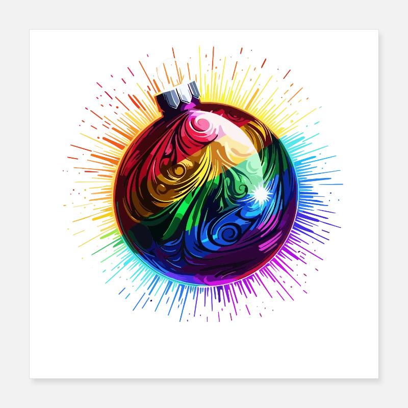 Rainbow Christmas Ball LGBTQ Christmas Poster 16" x 16" (40x40 cm)