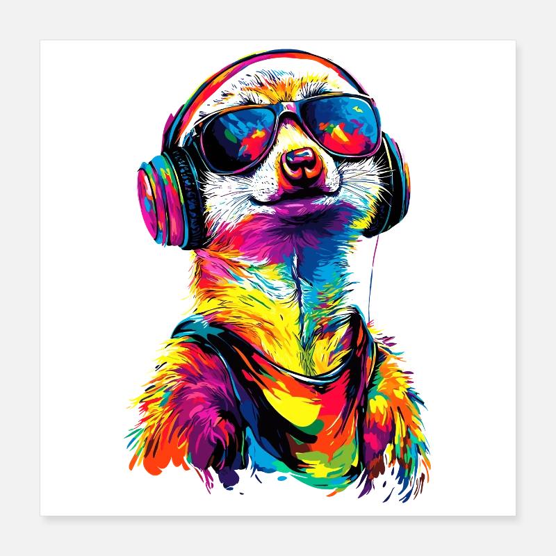 Lunettes de soleil suricate coloré mignon suricate Poster 40 x 40 cm