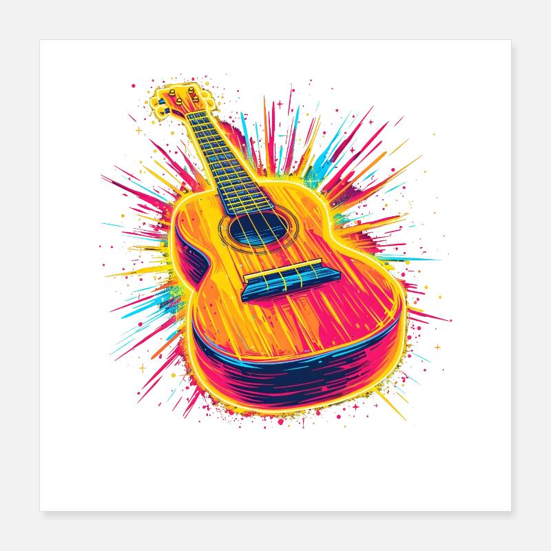 Ukulele Retrowave Poster 40x40 cm